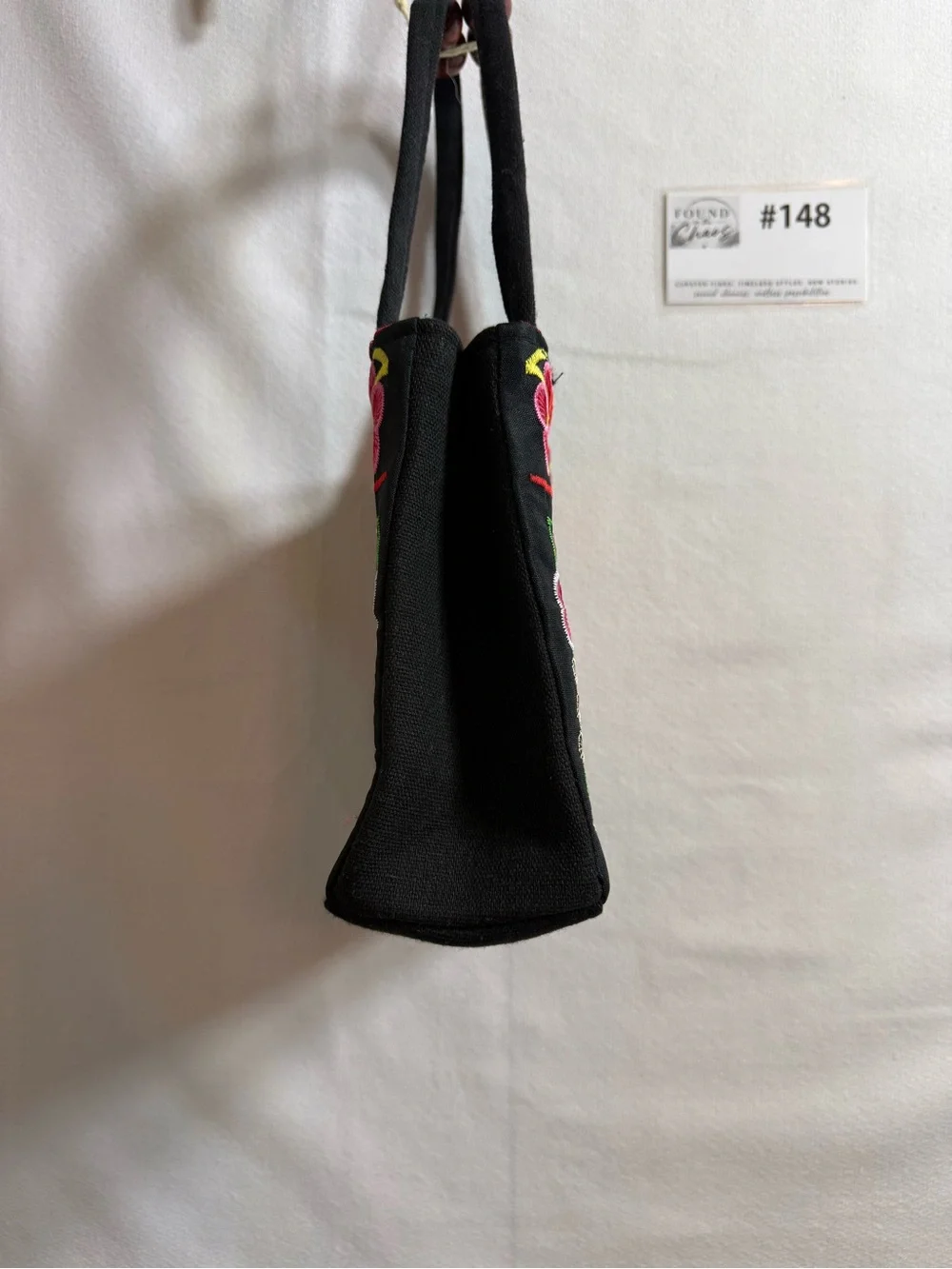 Embroidered Mini Floral Tote with Bead Accents